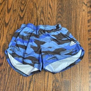 Adidas blue and black camo shorts, they are for kids and are size US 7 girls.